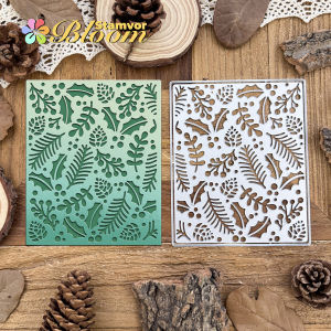 Original Lovely Layers Christmas Leaves Branches Pines Square Frame Backgro Metal Cutting Dies Scrapbooking Decorative Embossing