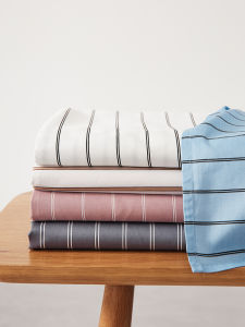 Pure Cotton Long Staple Bedding Single Piece Simple Bed Cap Mattress Protector 60 Thread Count Satin Fabric Durable Stripe Pattern