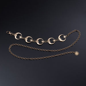 Decorative Retro Metal Crescent Sunflower Waist Chain for Women