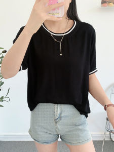 เสื้อยืดแขนสั้นผ้าไหมคอตตอนสำหรับผู้หญิงในช่วงฤดูร้อน ทรงหลวม บาง ลำลอง ไซส์ใหญ่ เสื้อผ้าทำงานแบบอเนกประสงค์สำหรับผู้หญิงไซส์ใหญ่