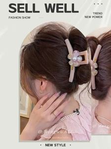 MENGWU | Elegant and Sweet Floral Hair Clip Pink Pearl