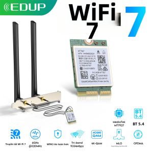 EDUP | Bộ Chuyển Đổi WiFi 7 PCIe EDUP MT7927 Pro Ba Băng Tần 2.4G/5G/6GHz Tốc Độ Lên Đến 9334Mbps Với Ăng-ten MLO 6dBi Tương Thích BT5 Dành Cho Máy Tính Để Bàn Linux Win11