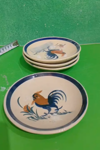 Combo 5 đĩa vẽ con gà trống nhỏ 12.5 cm ( sành thường)