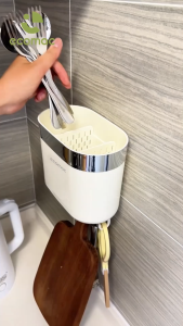 Kệ Đựng Thìa Đũa ECOMAC Treo Tường Mẫu Mới Kệ Cài Dao Tích Hợp Khay Hứng Nước Móc Treo Đồ EC11