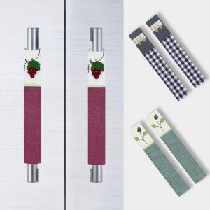 2Pcs Household Color Handmade Flower-Patterned Double-Door Refrigerator Handle Covers Detachable Refrigerator Protective Covers Creative Soft Handle Covers