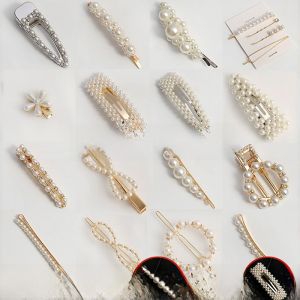 คลิปผมมุก คลิปผมแฟชั่นสำหรับผู้หญิง คลิปผมแบบบล็อก คลิปผมขอบหน้า ตกแต่งผมสไตล์เกาหลี อุปกรณ์เสริมผมแบบเรียบง่าย