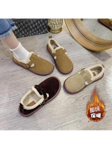 Phong Cách Hàn Quốc Giày Đi Tuyết Đáy Phẳng Nữ Giày Mùa Đông Lông Cừu Lót 2024 Mới Slip On Ấm Áp Furne5> Giày Thoải Mái Giày Thể Thao