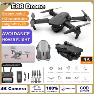 Clever E88 Pro Drone 4K HD Drone Camera Wifi Remote Control obstacle avoidance Portable Foldable mini Drone Wide Angle 3D Pin/Flip Holding WiFi Fpv Drone Height Hold Rc Quadcopter