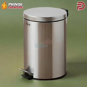 Tempat Sampah Stainless - Rovega Dustbin 22 Liter Bulat Tong Sampah Injak Tong Sampah Pedal