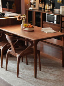 Modern Simplified Black Walnut Wooden Dining Table And Chair Set for Restaurant And Home Living Room Large Board Workbench