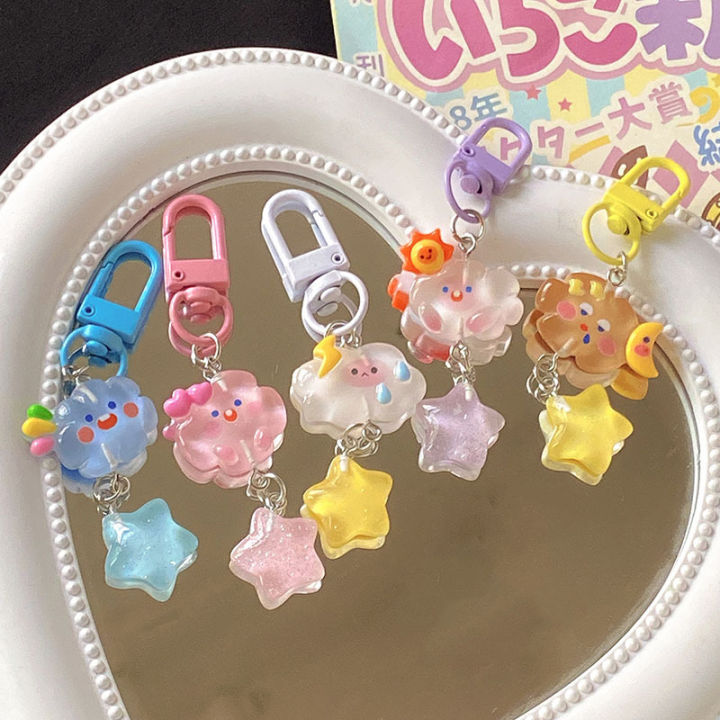 Cute Cartoon Mood Cloud Star Keychain Jelly Pentagram Resin Key Chain ...