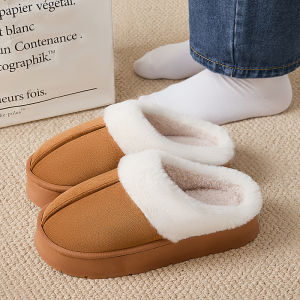 Dép Bông Mùa Đông 2025 Mới Ngoài Trời Trong Nhà Chống Trượt Đế Dày Lông Cừu Cho Nữ Dép Đi Trong Nhà Đế PVC