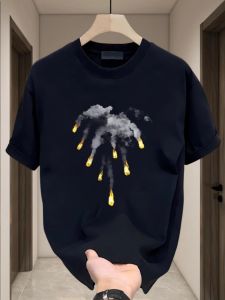 Áo Thun Nam Tay Ngắn Mùa Hè Phong Cách Mỹ Cổ Điển Thương Hiệu Thời Trang Cotton Nguyên Chất Cỡ Lớn Rộng Rãi Tay Lửng Thời Trang Áo Thun