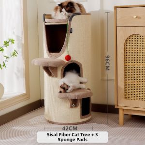 SHENJINGMAO | Space-Saving Multi-Level Cat Tree Large Cats Scratch Board