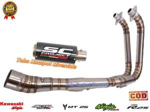 knalpot racing sc project cr-t carbon full system ninja 250fi ninja 250newfi ninja karbu ninja z250 cbr 250 r25 mt25 header kolong full cacing suara bass gahar