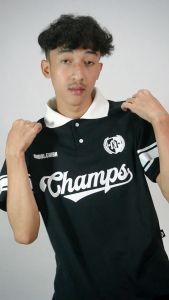 Middlehigh Vintage Short Rugby Polo Shirt - Champs Black