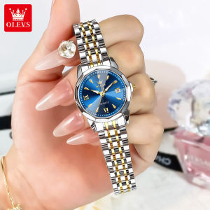 OLEVS Watch For Women Original Waterproof Casual Korean Style Fashion Stainless Steel Import Quartz Calendar Luminous Girls Watch