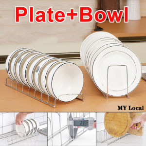 【24H SHIP】304 Stainless Steel Dish Rack Desktop Drain Rack Dish Drying Rack Bowl Plate Holder Kitchen Organizer Penganjur Dapur Countertop Storage Utensil Drainer Home Kitchen Decoration