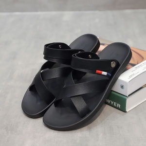 Sandals Mens Beach K-style Trendy Soft Sole Shoes Casual Dual-Use Dad Leather Sandals Non Slip Leather Sandals Driving