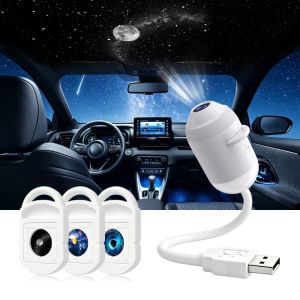 2in1 USB Galaxy Projector Night Light Starry Sky Lamp with Interchangeable HD Slides for Bedroom Kids Ceiling Decor Gift 
