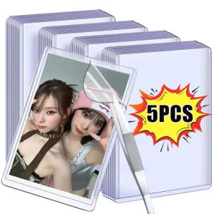 5PCS Transparent Korean Kpop Card Sleeve with Protective Film Clear Card Holder Idol Photo Game Card Holders Cover 35PT