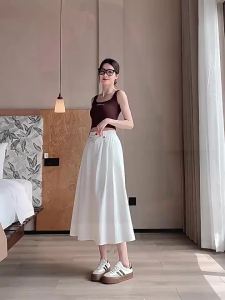La Chapelle | Chân Váy Jeans Nếp Ly Trắng Dáng A Rộng Cho Mùa Hè