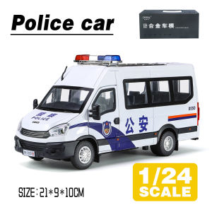 LEO 1:24 IVECO Police Car Diecast โมเดล รถอัลลอยด์รถยนต์ของเล่นคอลเลกชันของขวัญสําหรับเด็กชายสาว ของเล่นเด็ก
