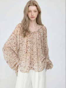 Floral Print Ruffled Long Sleeve Blouse