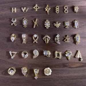 3 Pieces Of Kaniu Retro Palace Style Zircon Gold Oval Rhinestone Alloy Jewelry Nail Decoration Accessories Diy Nail Art