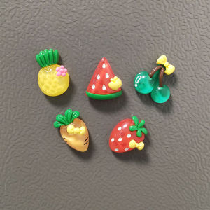 5pcs Fruit Shaped Fridge Magnet Set - Watermelon Strawberry Pineapple Cherry Carrot Fun Kitchen Accessories for Home Decor