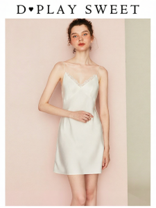 French Style Luxe White Lace Satin Strap Summer Sleepwear