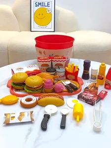 SKISOPGO ชุดของเล่นในครัว ของเล่นอาหาร ของเล่นทําอาหาร ของเล่นในครัว แฮมเบอร์เกอร์ไก่ทอดเฟรนช์ฟรายส์ ของเล่นเด็ก