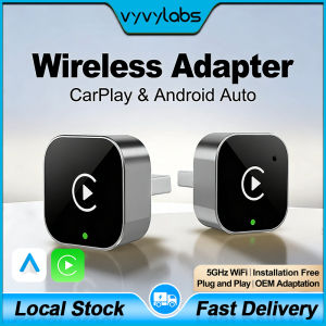 (Local Stock)VYVYLABS Wireless Carplay Adapter & Android Auto Upgrade Wired CarPlay to Wireless2-in-1 Mini USB Design with Fast Stable Connection Car Play for Apple iOS 10+ Android 11+ Version