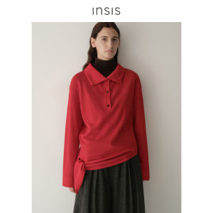 INSIS FEMME | Silk Wool Knotted High Neck Design Knit Top Women