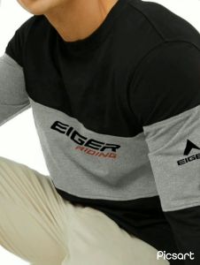 Sweater Crewneck Kombinasi Outdoor Riding Pria Wanita Basic Big Size Jumbo Switer Tebal Bahan Coton Premium Ukuran XS - XXXL