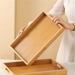 Extra Large Solid Bamboo Tray Wooden Tea Plate Coffee Afternoon Tea Serving Tray Hotel Towel Tray Rectangular Japanese Style