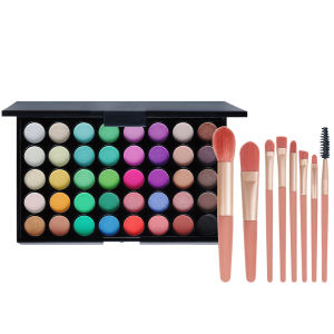 POPFEEL 40-Color Eyeshadow Palette with 8 Pink Eyeshadow Brushes – Matte & Shimmer Shades for Everyday Makeup Long-lasting