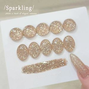 Sparkly Champagne Diamond Glitter Gel Nail Polish XEIJAYI Transparent Nude Flash UV Gel Soak Off Semi Permanent Nail Art Varnish