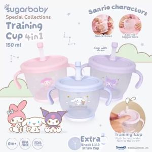 Sugarbaby Training Cup 4in1 Sanrio Collection Gelas Anak MPASI Anti Bocor dan Tumpah Straw Mug Baby