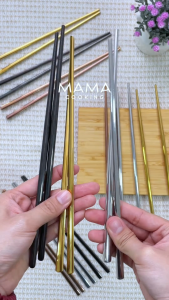 ตะเกียบสแตนเลสยาว 22 ซม ตะเกียบสไตล์เกาหลี น้ำหนักเบา แข็งแรง ทนทาน ไม่เกิดสนิม สีเงิน ทอง ทองแดง ดำ น้ำหนักยาวมากสูง 22 ซม สำหรับผู้ชายชิดเบสูง