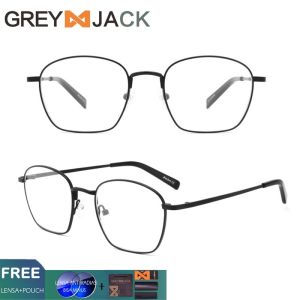 Grey Jack Frame Kacamata dewasa anti radiasi blueray Titanium Metal model kotak bisa minus fashion wanita dan pria 1100