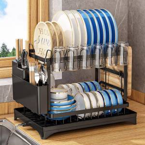 LUTUMEI | Dish Drying and Storage Rack with Cup Holder