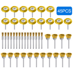 CMCP 45Pcs Brass Wire Wheels Cup Brushes Set Polishing Brush for Dremel Rotary Tools Mini Drill Metal Rust Removal