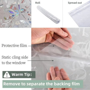 3D Tulip Window Privacy Film Frosted Glass Film Stained Glass Window Film Bathroom Window Frosting Film Privacy for Home Office