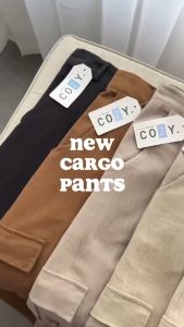 Celana Cargo Highwaist Loose Linen Crinkle / Celana Cargo Wanita Korean Style / Celana Jogger Wanita