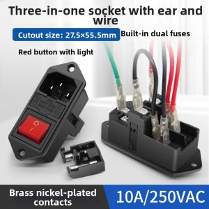 kuicc | Brass Three-in-One Socket Boat Switch Double Safety Red Green Lights