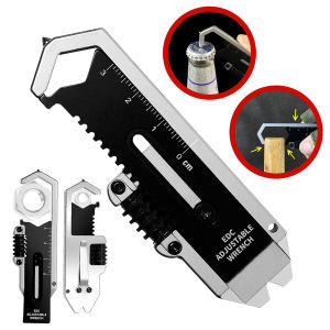 Multi-Functional MINI crowbar 9 in 1multi-เครื่องมือประแจปรับ EDC caliper วัดไม้บรรทัด Pry Bar Pocket เครื่องมือตั้งแคมป์กลางแจ้ง