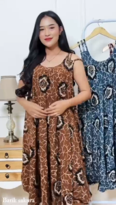 Daster Payung Jumbo Yukensi Diana Motif Printing Batik Sakura Pekalongan Baju Dress Piyama  Rayon Bunga Wanita Tidur Bali Panjang Bumil Busui Friendly