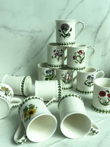 Portmeline New English Ceramic Mugs Plant Flowers V-Shaped Water Tea Coffee European Style Milk Cups Country Style Adult Use