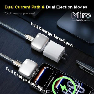 140W Power Disconnector Full Charge Auto-Eject & Physical Cut-Off for Type-C & Lightning Devices Charger Plug Phone Fast Charging Smartphone Adapter